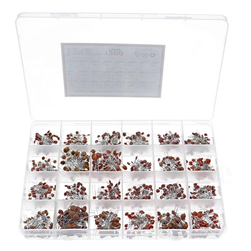 24Value/Box Ceramic Capacitor Assortment Kit 2PF-0.1UF 50V Ceramic Capacitors Set 22PF 47PF 100nF 104 Electronic Capacitor Pack ICXLPMC von ICXLPMC
