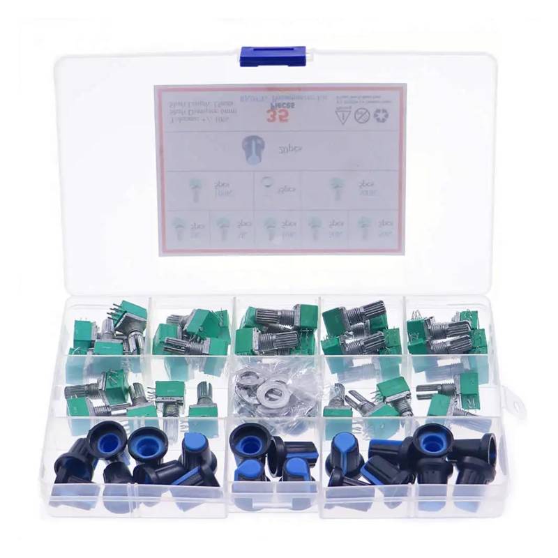 35pcs 6pin shaft 15mm amplifier sealing potentiometer 1K/5K/10K/20K/50K/100K/500K with knob Box ICXLPMC von ICXLPMC