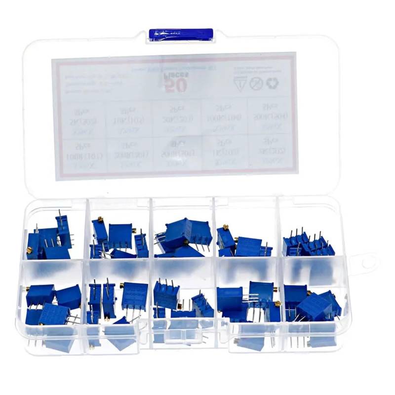 50Pcs/Box 10value x 10pcs 3296X 100 ohm - 500K Multiturn Trimmer Resistance Potentiometer Kit ICXLPMC von ICXLPMC