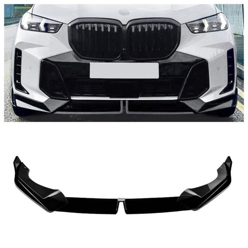 Auto Frontstoßstange Spoiler Lippe Kit für BMW X5 G05 LCI M Sport 2023-2024 Glänzend Schwarz Carbon Fiber Look von IDENUONA