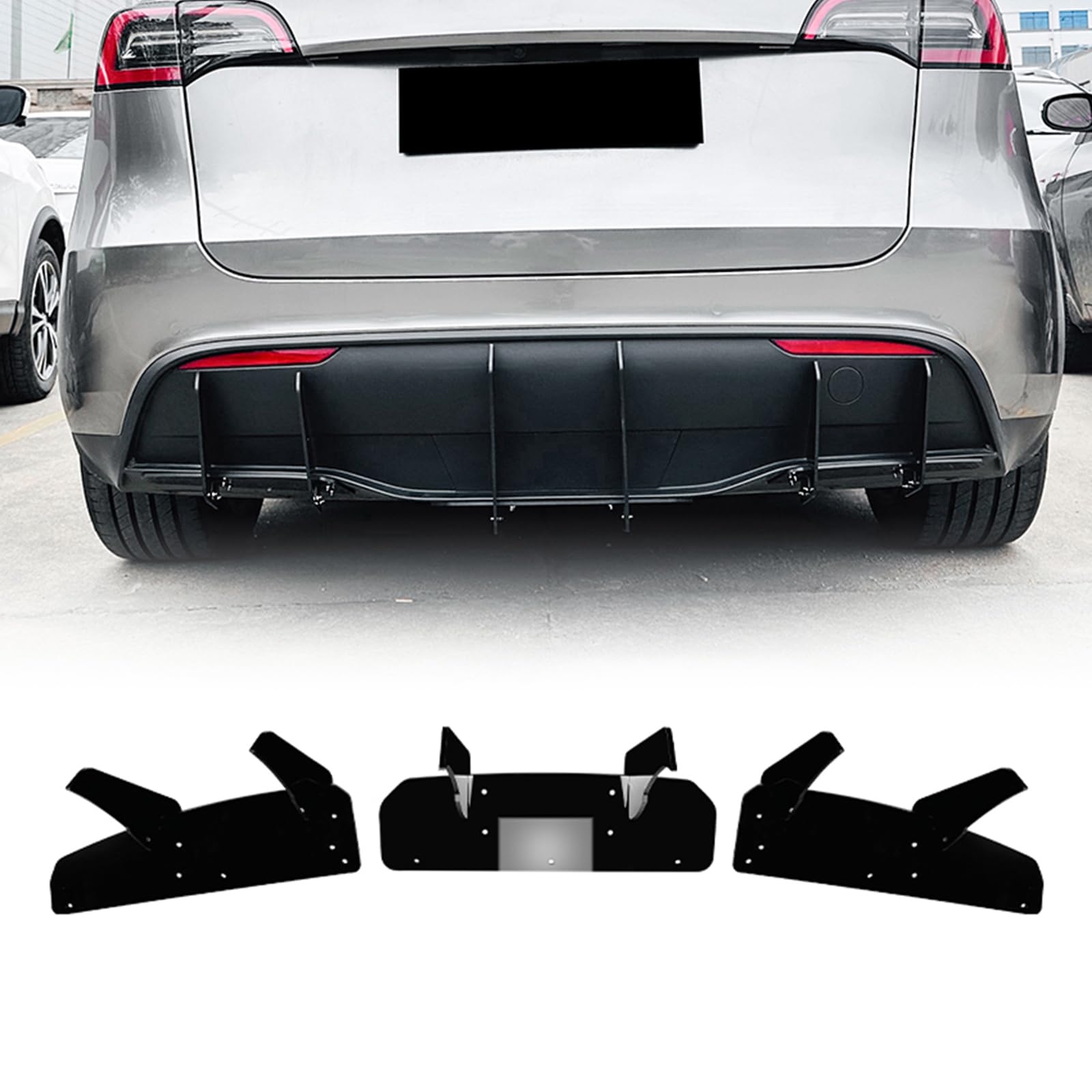 Auto Heckstoßstange Diffusor Lippe Kit für Tesla Model Y 2018-2025 2019 Glanz Schwarz Auto Heckstoßstange Diffusor Lippe Kit für Tesla Model Y 2018-2025 2019 Glanz Schwarz von IDENUONA
