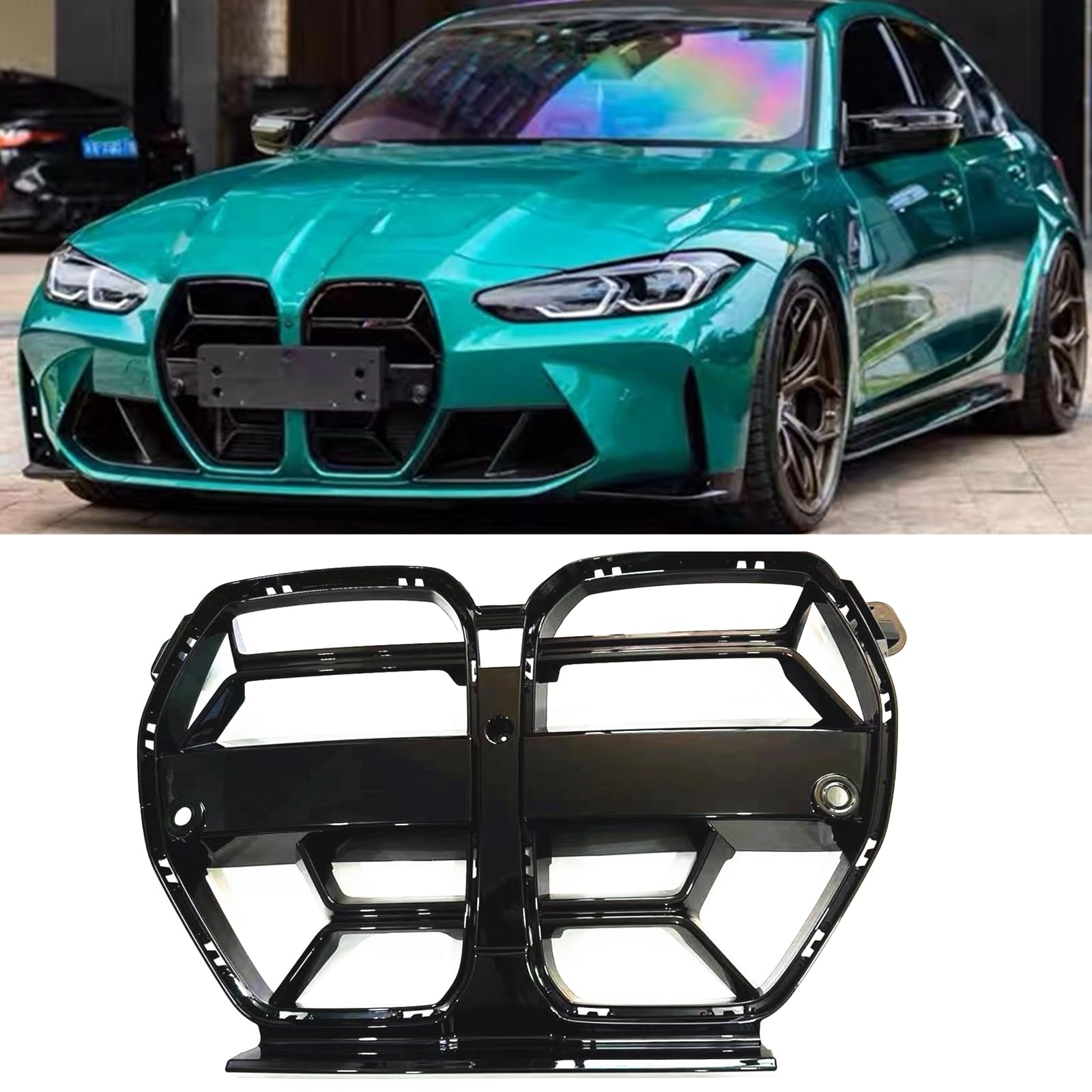 Frontstoßstange Nieren Kühlergrill für BMW M3 G80 M4 G82 G83 2021 2022-2024 Glänzend Schwarz von IDENUONA