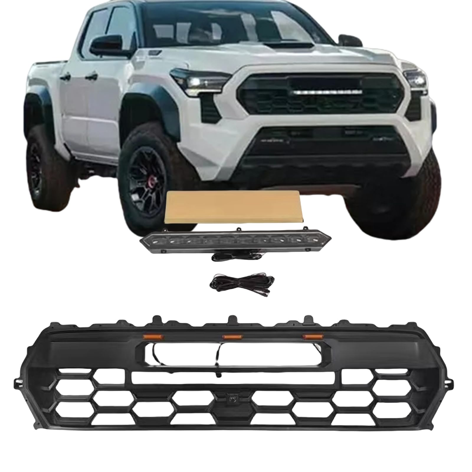 Frontstoßstange Oberer Kühlergrill für Toyota Tacoma 2024–2025 mit LED, schwarz Frontstoßstange Oberer Kühlergrill für Toyota Tacoma 2024–2025 mit LED, schwarz von IDENUONA