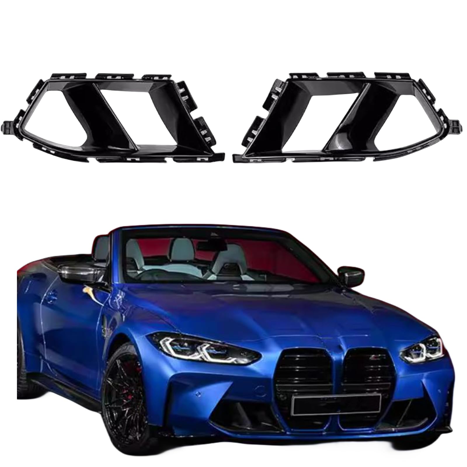 Frontstoßstange Seitennebelscheinwerfer Kühlergrill Abdeckung für BMW G80 M3 G82 G83 M4 2021-2024 Schwarz Frontstoßstange Seitennebelscheinwerfer Kühlergrill Abdeckung für BMW G80 M3 G82 G83 M4 2021-2024 Schwarz von IDENUONA