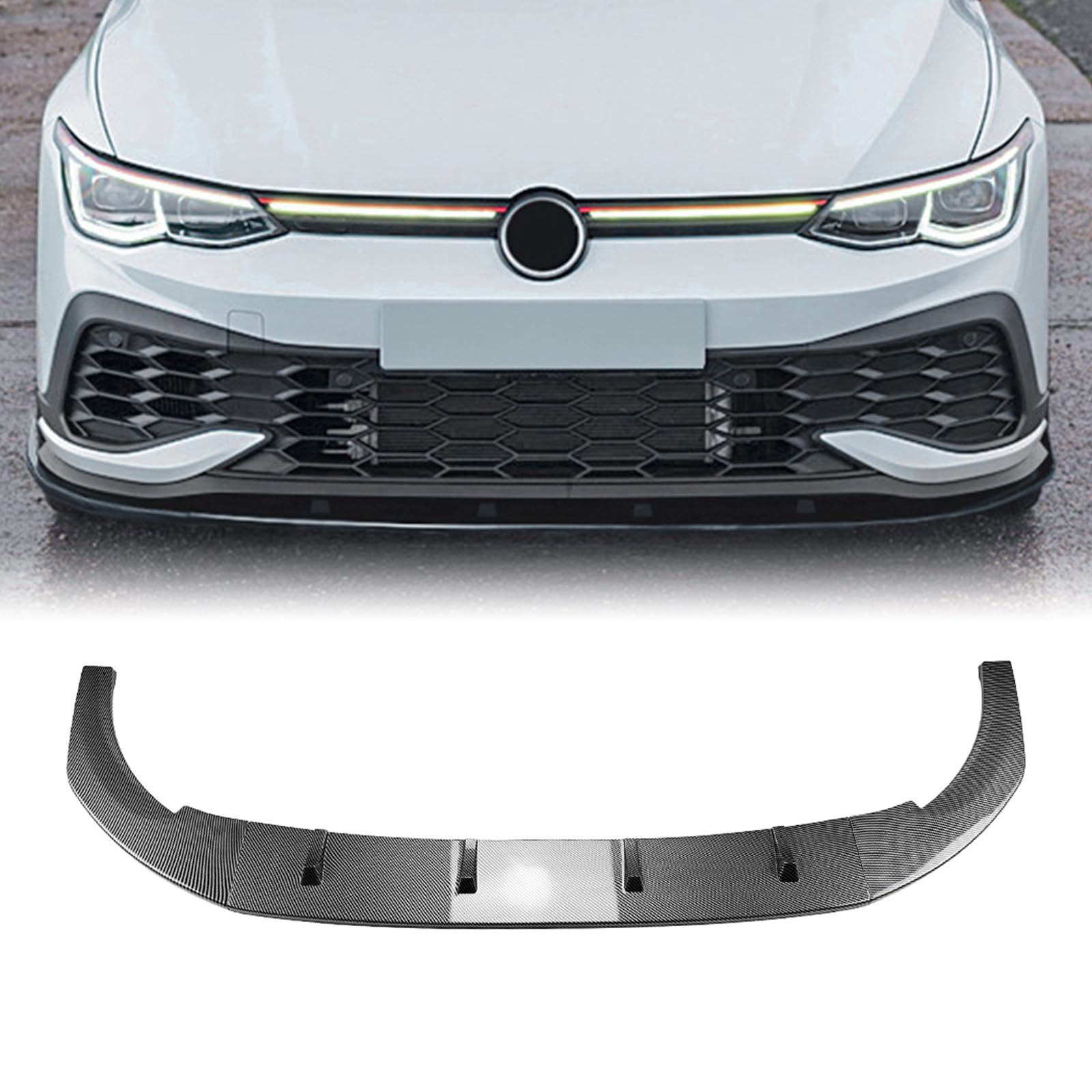 Frontstoßstangen-Spoiler Für VW Golf MK8 R GTI CS 2022–2025 glänzend schwarz Carbonfaser-Optik Frontstoßstangen-Spoiler Für VW Golf MK8 R GTI CS 2022–2025 glänzend schwarz Carbonfaser-Optik von IDENUONA