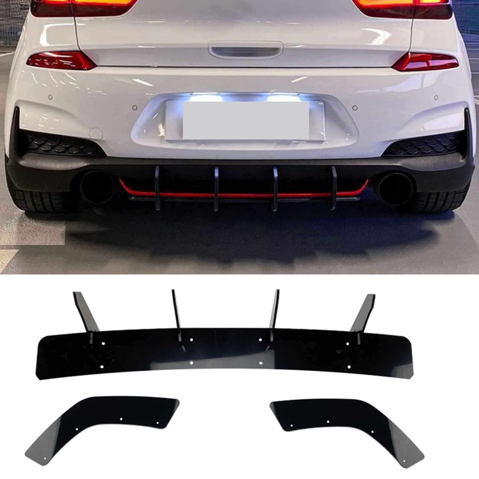 Für 2017-2019 Hyundai I30N MK3 Auto Schrägheck Heckdiffusor Zierblende Schwarz Für 2017-2019 Hyundai I30N MK3 Auto Schrägheck Heckdiffusor Zierblende Schwarz von IDENUONA