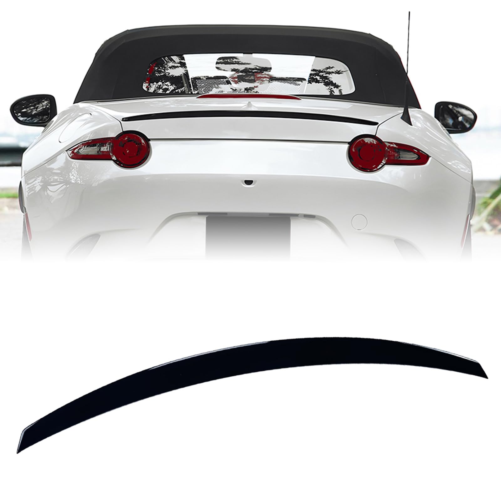 Heckspoilerlippe Dachflügel für Mazda MX-5 Miata ND 2016–2025 glänzende schwarze Karbonfaser-Optik Heckspoilerlippe Dachflügel für Mazda MX-5 Miata ND 2016–2025 glänzende schwarze Karbonfaser-Optik von IDENUONA
