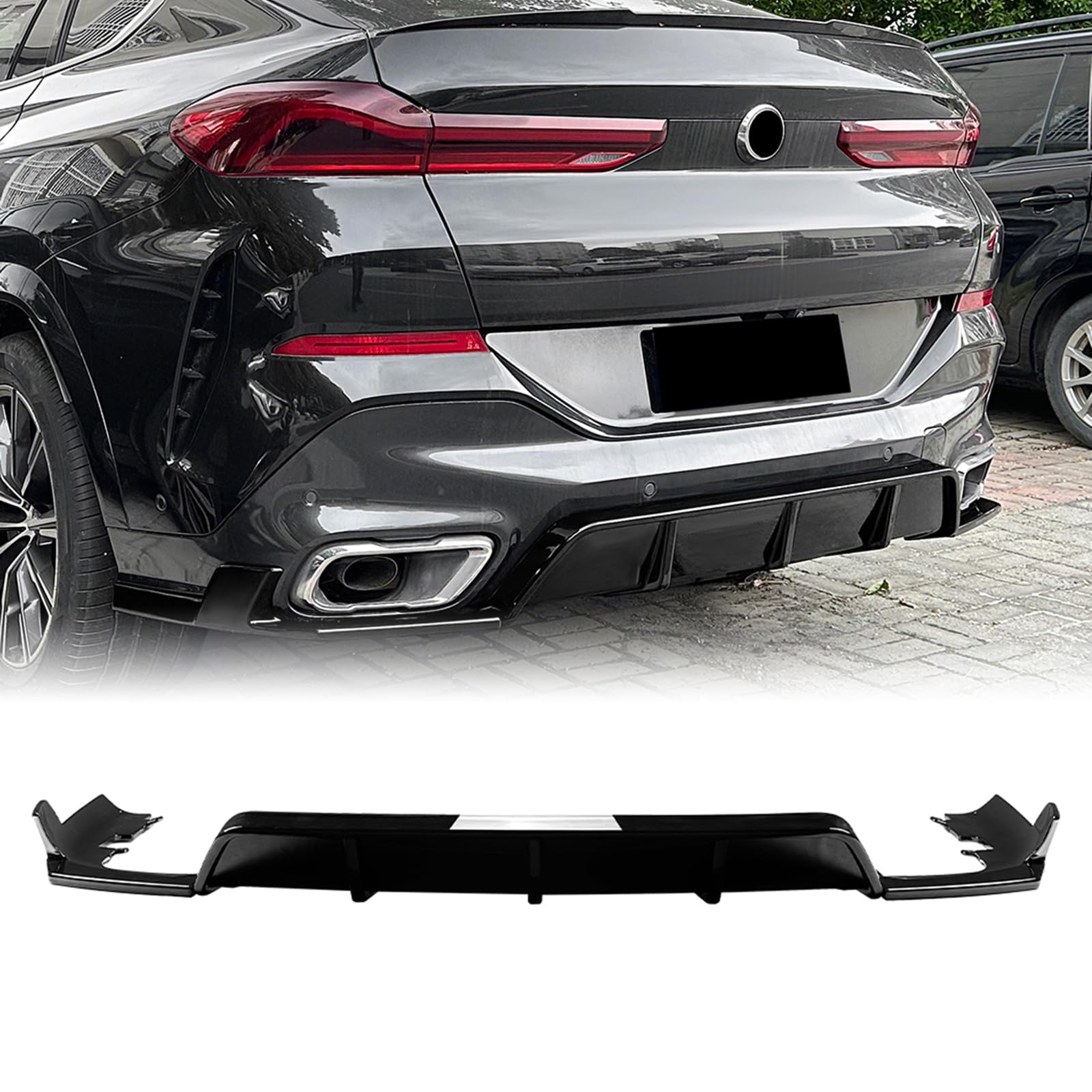 Heckstoßstange Diffusor Lippe Bodykit für BMW X6 G06 MP 2019-2024 2020 Schwarz Heckstoßstange Diffusor Lippe Bodykit für BMW X6 G06 MP 2019-2024 2020 Schwarz von IDENUONA