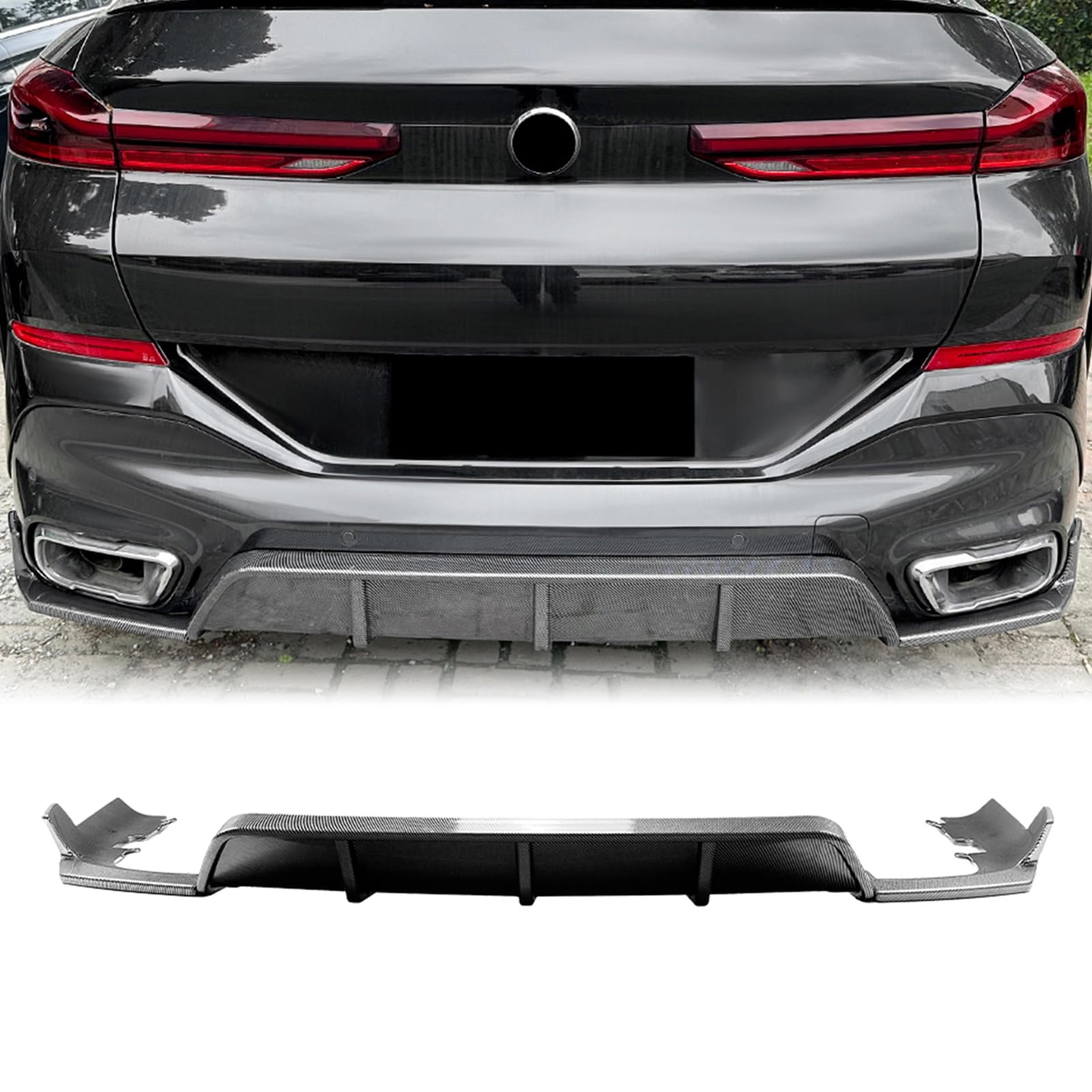 Heckstoßstange Diffusor Lippe Bodykit für BMW X6 G06 MP 2019-2024 2020 Schwarz Heckstoßstange Diffusor Lippe Bodykit für BMW X6 G06 MP 2019-2024 2020 Schwarz von IDENUONA