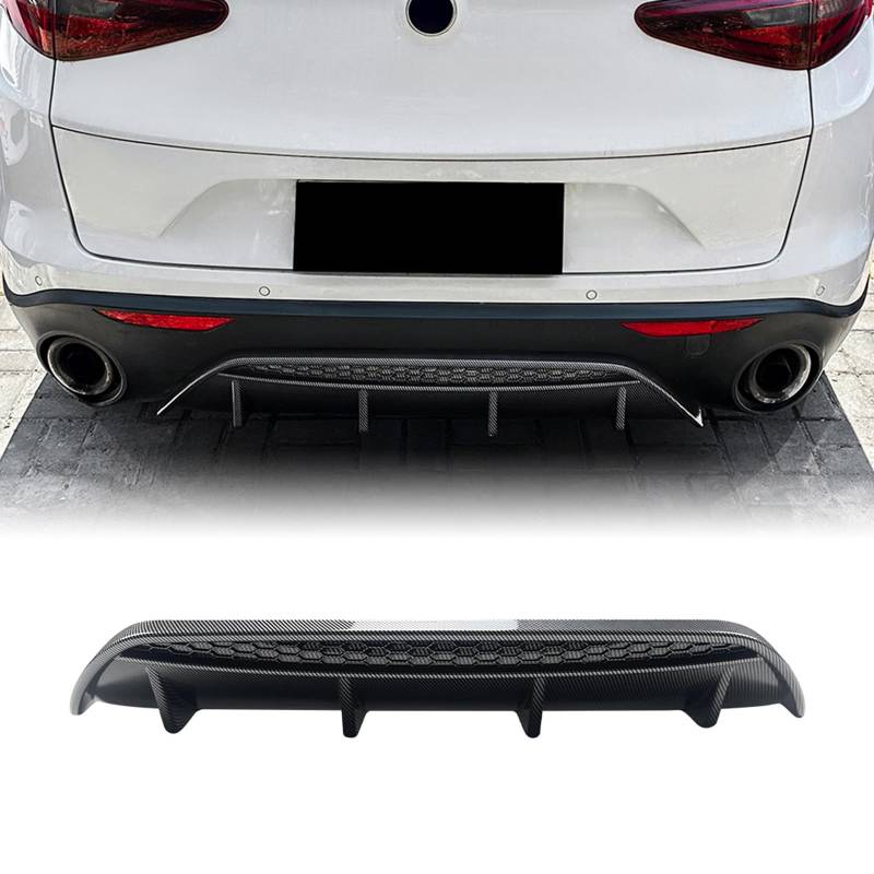 Heckstoßstange Diffusor Lippe Kit für Alfa Romeo Stelvio 2017-2021 2018 Schwarz von IDENUONA