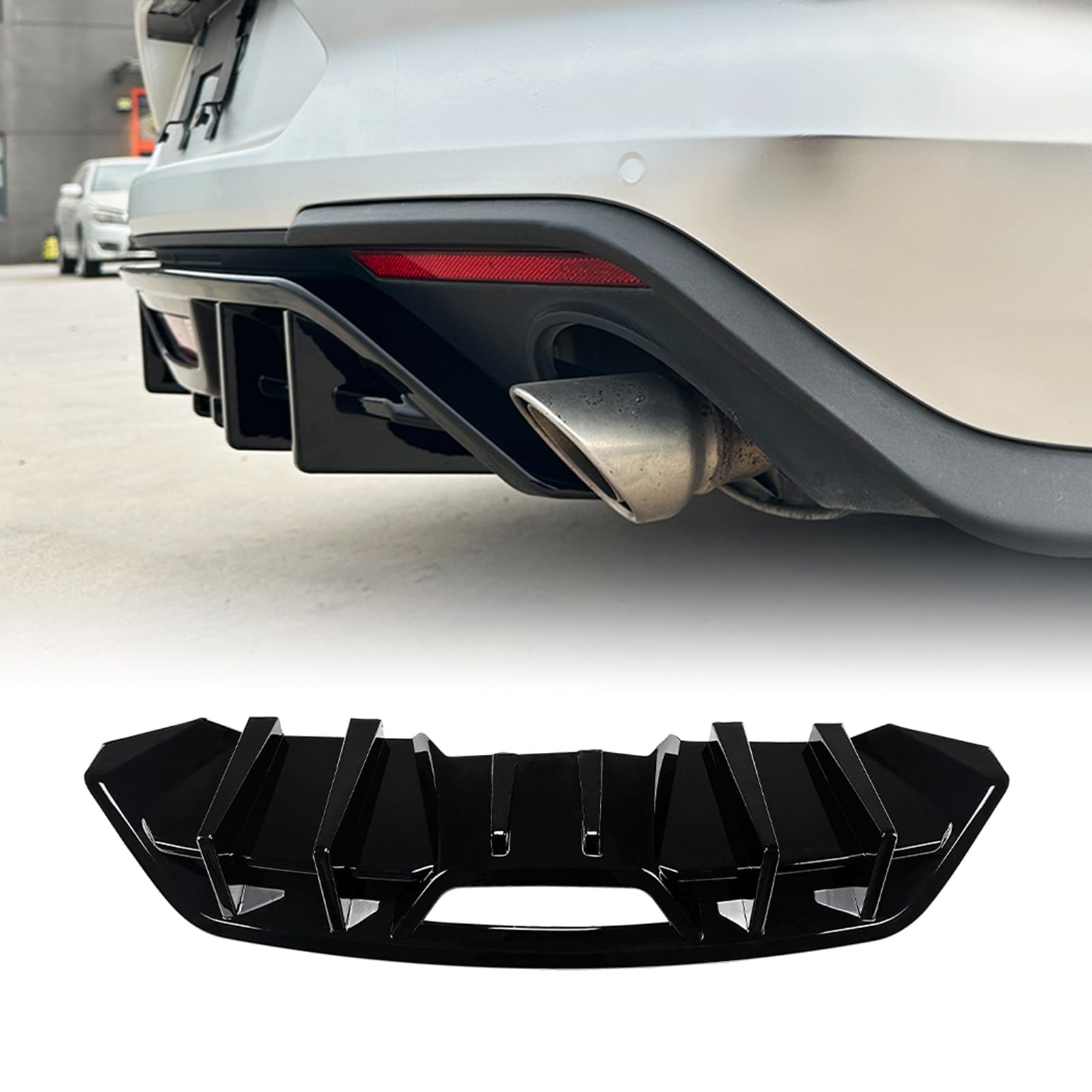 Heckstoßstange Diffusorlippe für Ford Mustagn MK6.5 2018-2023 Schwarz von IDENUONA
