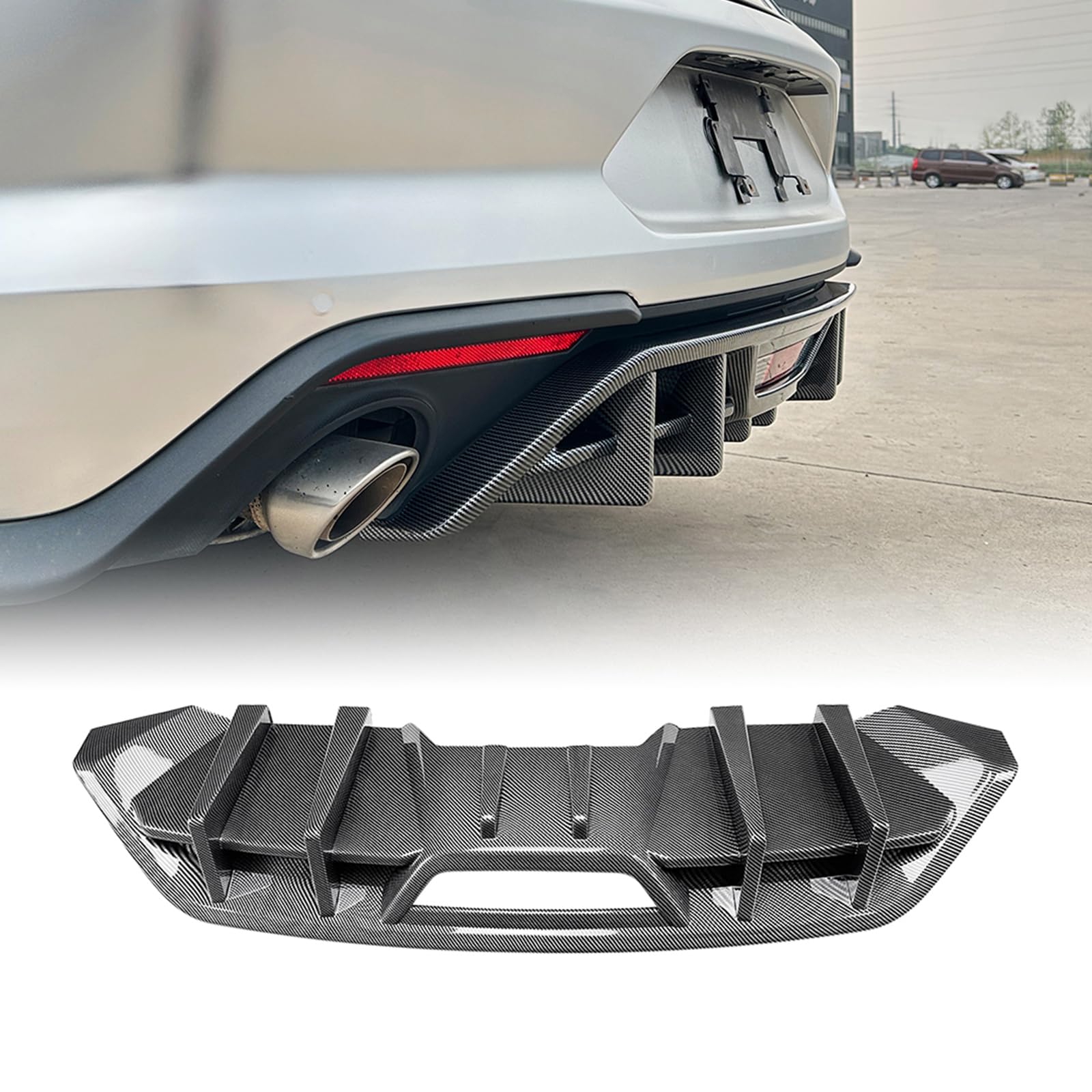 Heckstoßstange Diffusorlippe für Ford Mustagn MK6.5 2018-2023 Schwarz von IDENUONA