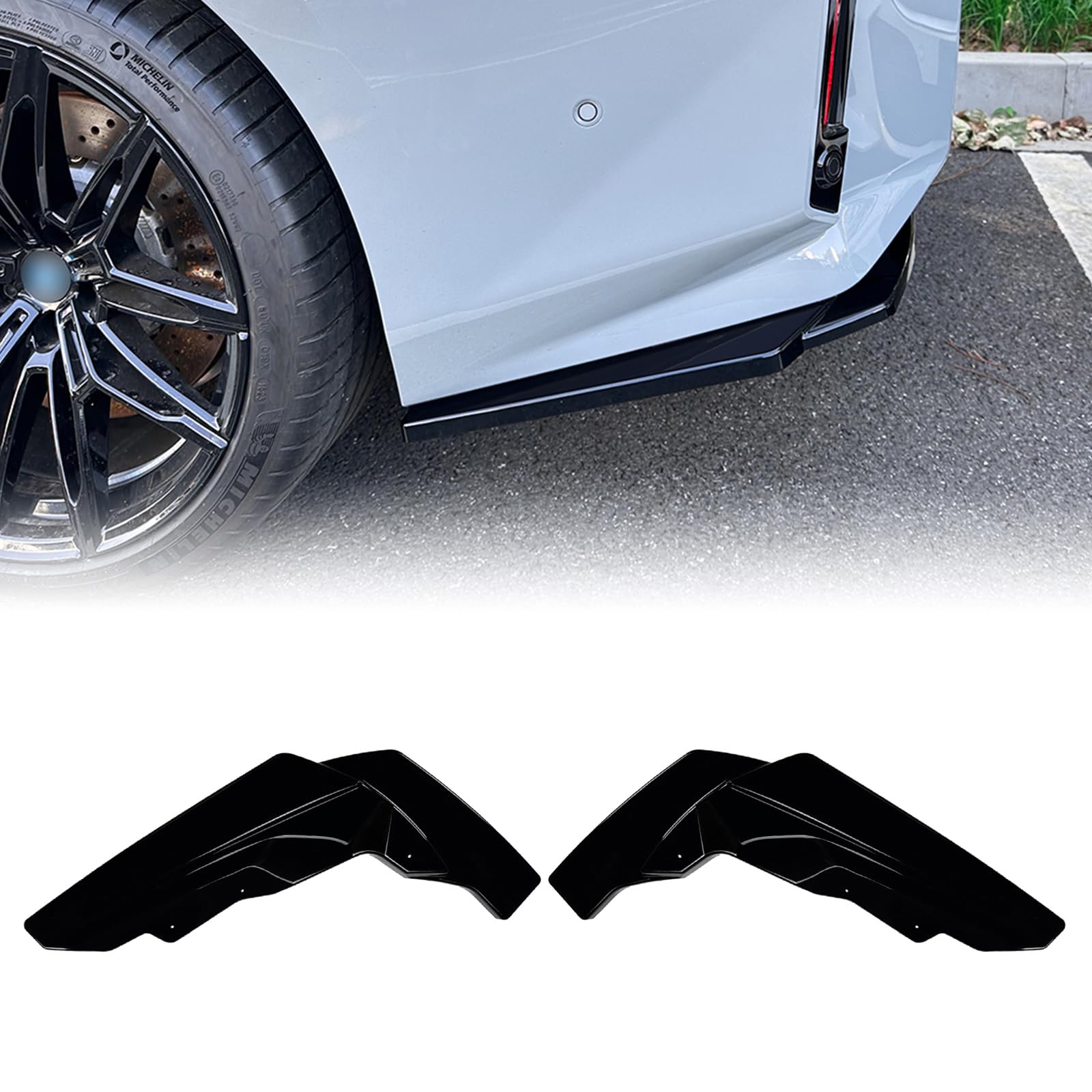 Hintere Seitensplitter für BMW 2er-Serie M2 G87 2023–2025, glänzende Schwarze Karbonfaser-Optik Hintere Seitensplitter für BMW 2er-Serie M2 G87 2023–2025, glänzende Schwarze Karbonfaser-Optik von IDENUONA
