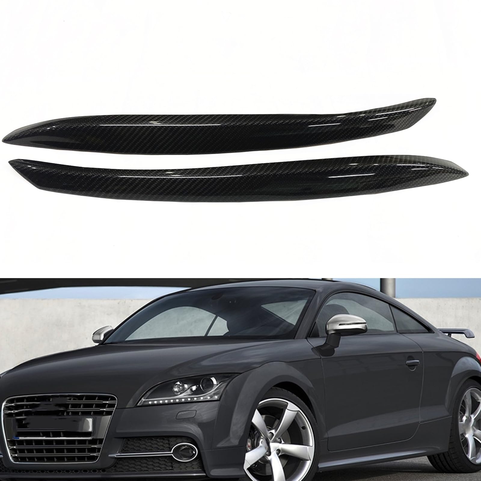 Kohlefaser Frontscheinwerfer Augenbrauen Trim Für AUDI TT 8J 2007-2014 Schwarz von IDENUONA