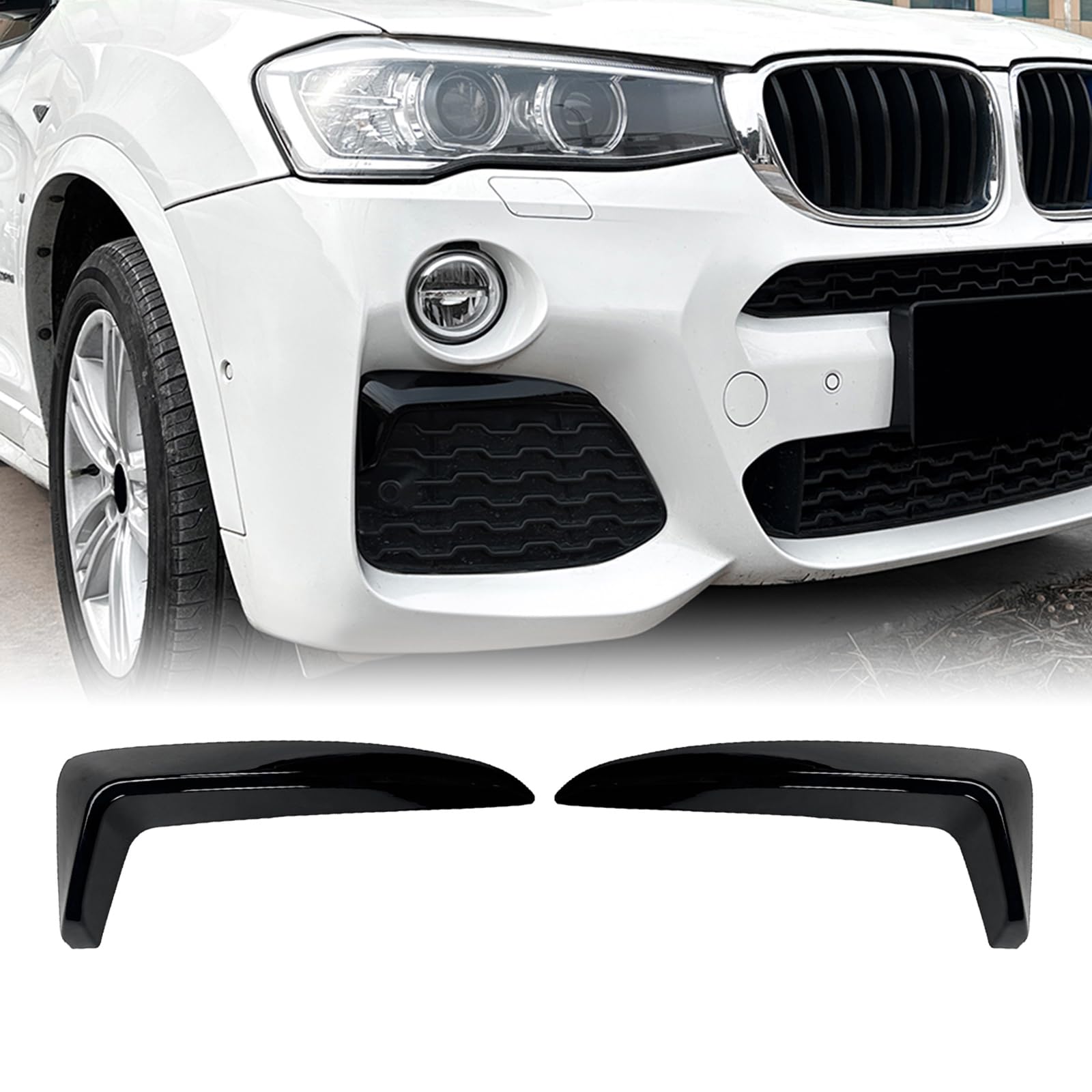 Lüftungsschlitz-Verkleidung vorne für BMW X3 X4 F25 F26 M Sport 2014-2017 2015, Schwarz von IDENUONA