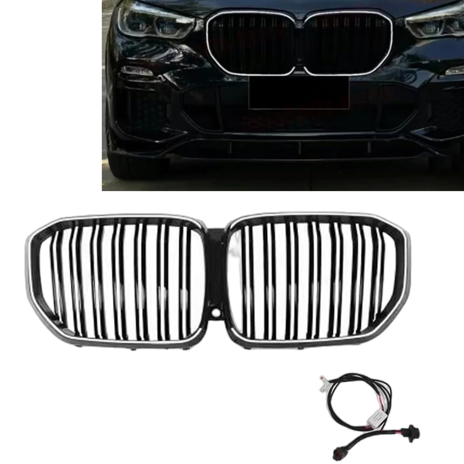 Nierengrill vorne für BMW X5 X5M G05 2019-2023 mit LED-Licht Schwarz Nierengrill vorne für BMW X5 X5M G05 2019-2023 mit LED-Licht Schwarz von IDENUONA