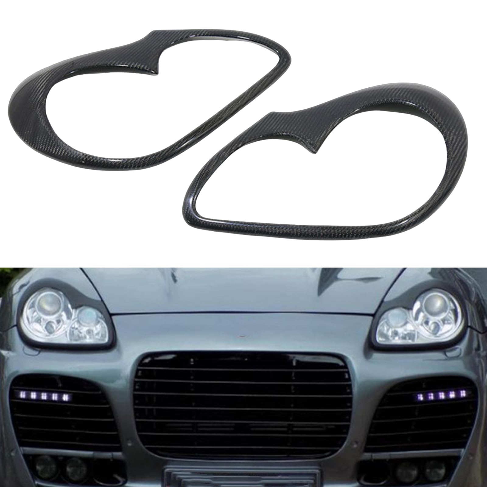 Scheinwerfer-Augenbrauenrahmen für Porsche Cayenne 955 2002–2007, Kohlefaser Scheinwerfer-Augenbrauenrahmen für Porsche Cayenne 955 2002–2007, Kohlefaser von IDENUONA