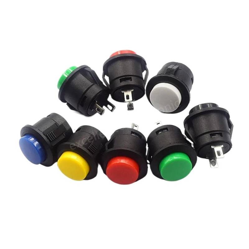 5pcs R13-507 Button Inching Switch 16MM Round Lockless Self Reset Switch Panel Mounting Without Nuts IDGTTLDF(Green) von IDGTTLDF