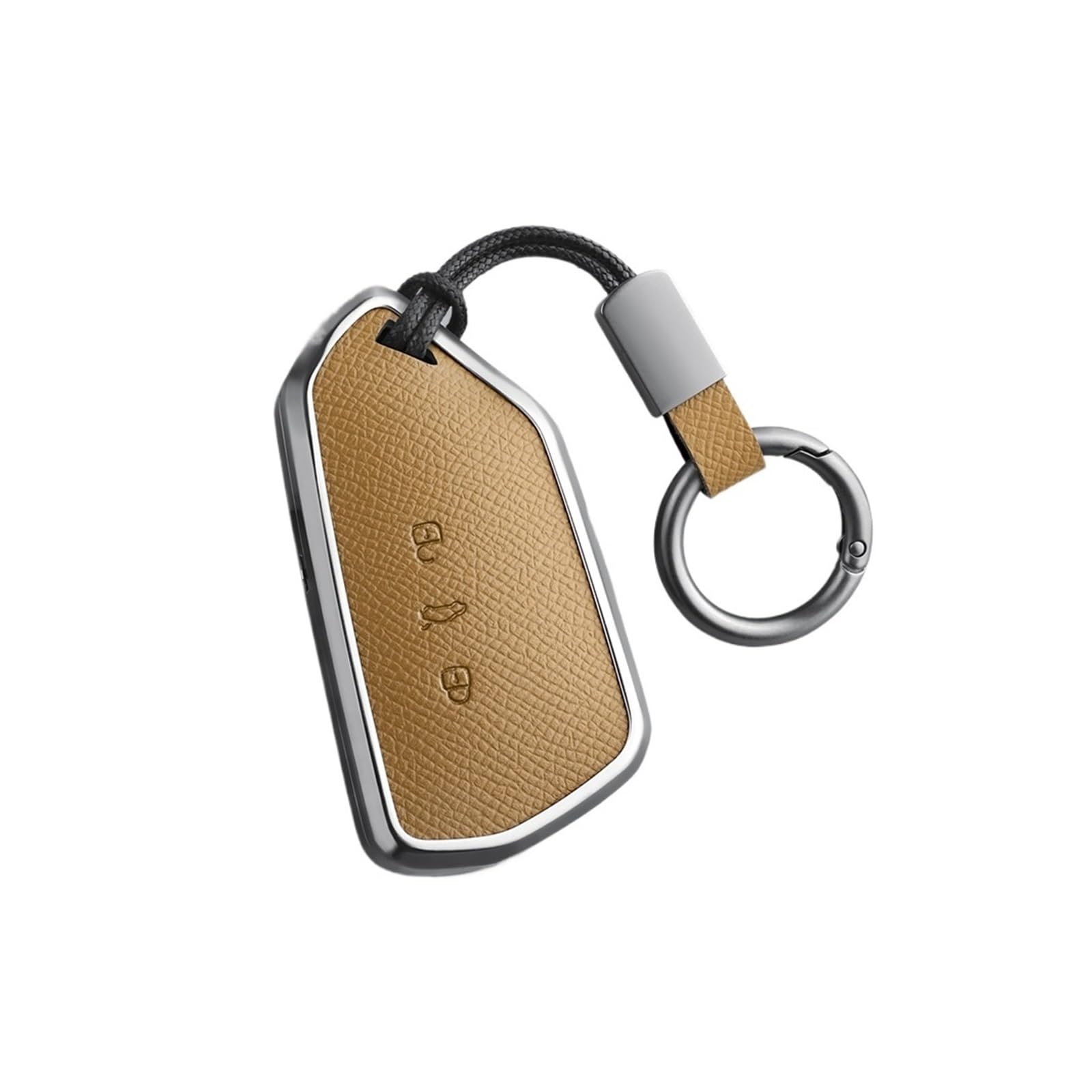 Kompatibel mit VW Golf Teramont Talagon Tavendor ID3, Aluminiumlegierung + Leder-Auto-Fernschlüsselgehäuseabdeckung(Style B2) von IEJPEQWW