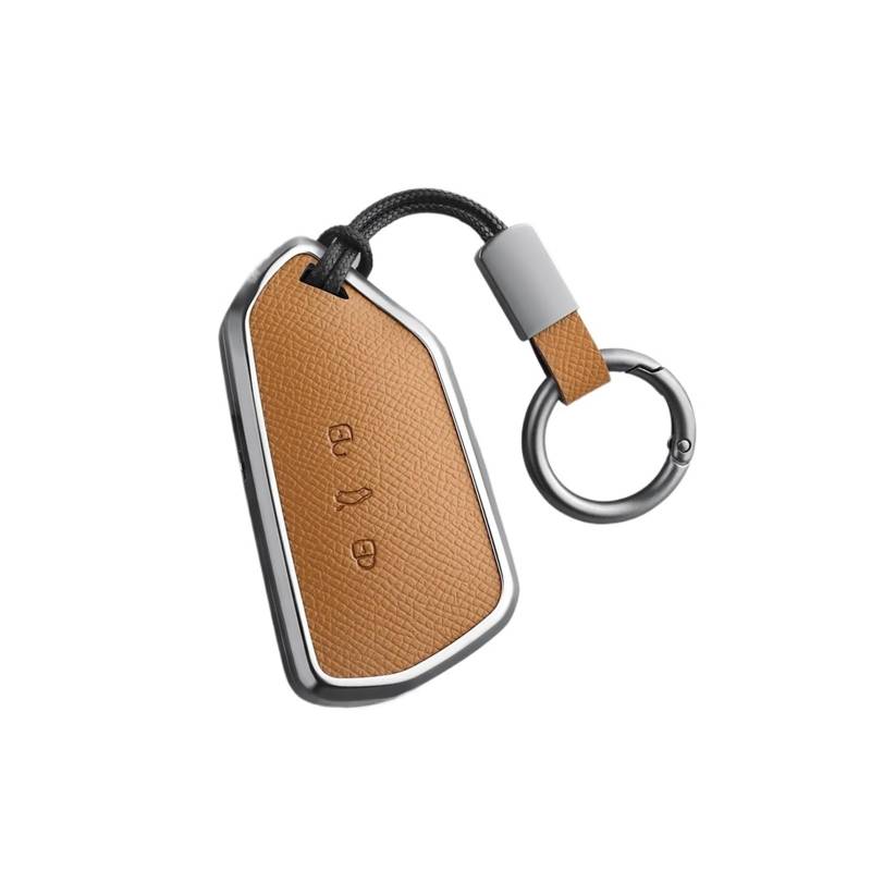 Kompatibel mit VW Golf Teramont Talagon Tavendor ID3, Aluminiumlegierung + Leder-Auto-Fernschlüsselgehäuseabdeckung(Style B3) von IEJPEQWW