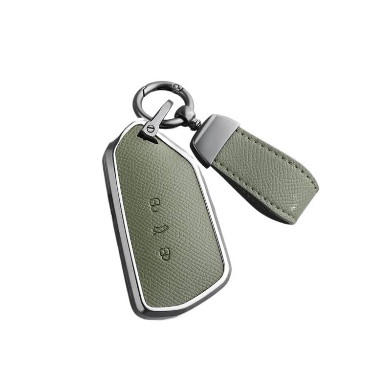 Kompatibel mit VW Golf Teramont Talagon Tavendor ID3, Aluminiumlegierung + Leder-Auto-Fernschlüsselgehäuseabdeckung(Type1) von IEJPEQWW