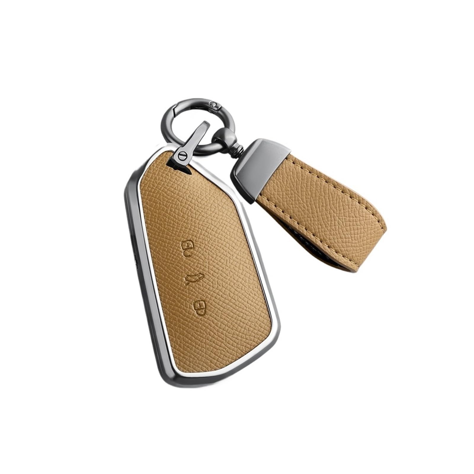 Kompatibel mit VW Golf Teramont Talagon Tavendor ID3, Aluminiumlegierung + Leder-Auto-Fernschlüsselgehäuseabdeckung(Type2) von IEJPEQWW