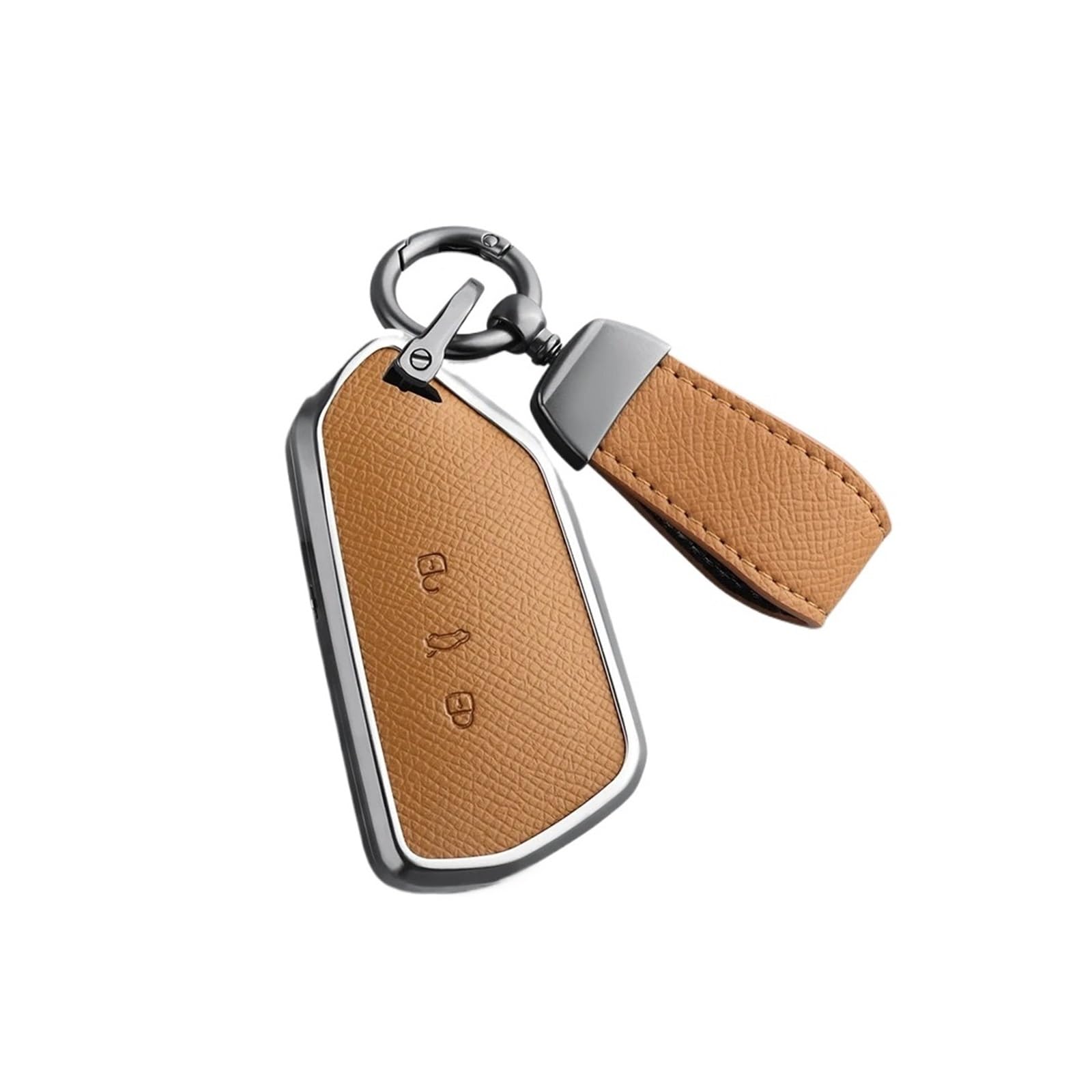 Kompatibel mit VW Golf Teramont Talagon Tavendor ID3, Aluminiumlegierung + Leder-Auto-Fernschlüsselgehäuseabdeckung(Type3) von IEJPEQWW
