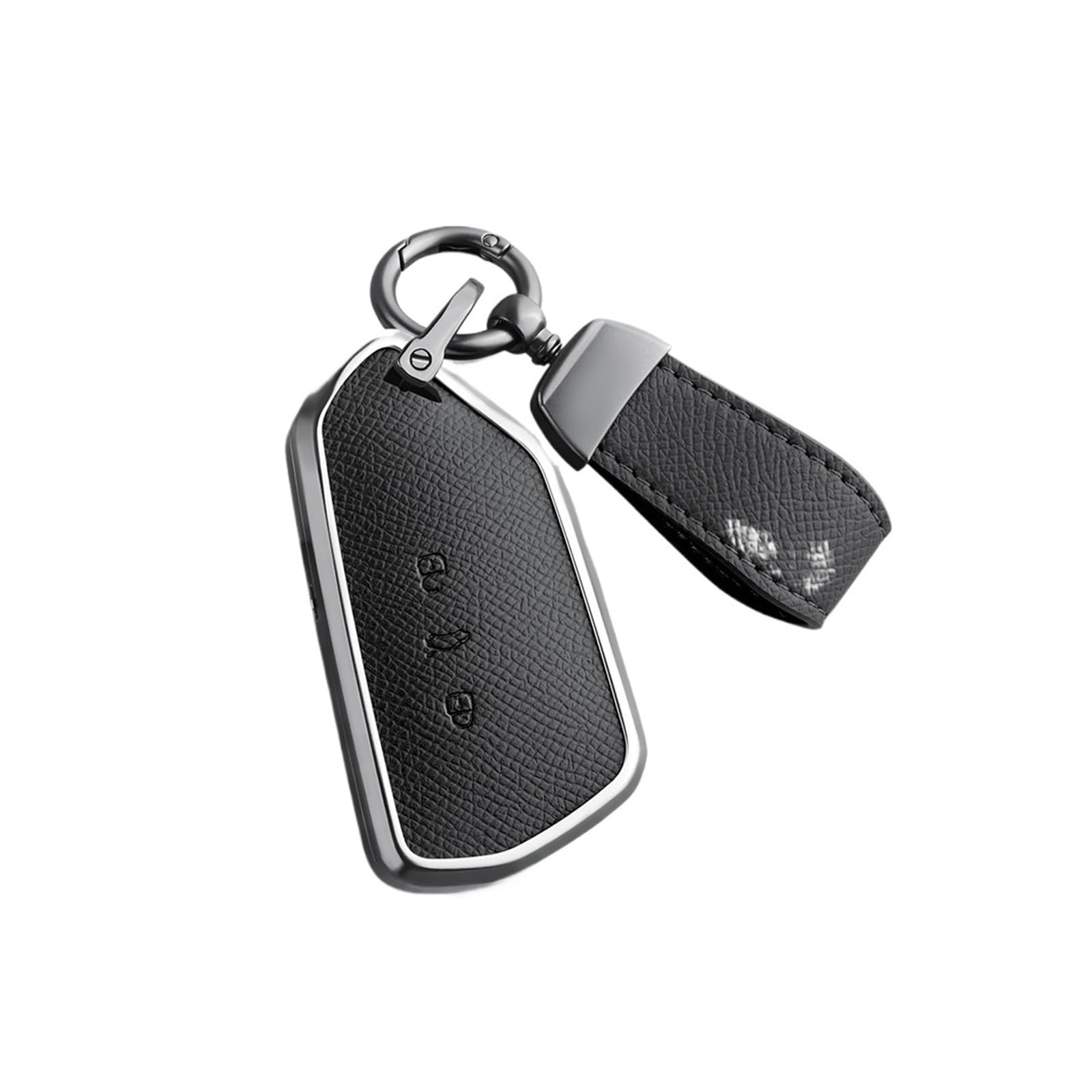 Kompatibel mit VW Golf Teramont Talagon Tavendor ID3, Aluminiumlegierung + Leder-Auto-Fernschlüsselgehäuseabdeckung(Type4) von IEJPEQWW