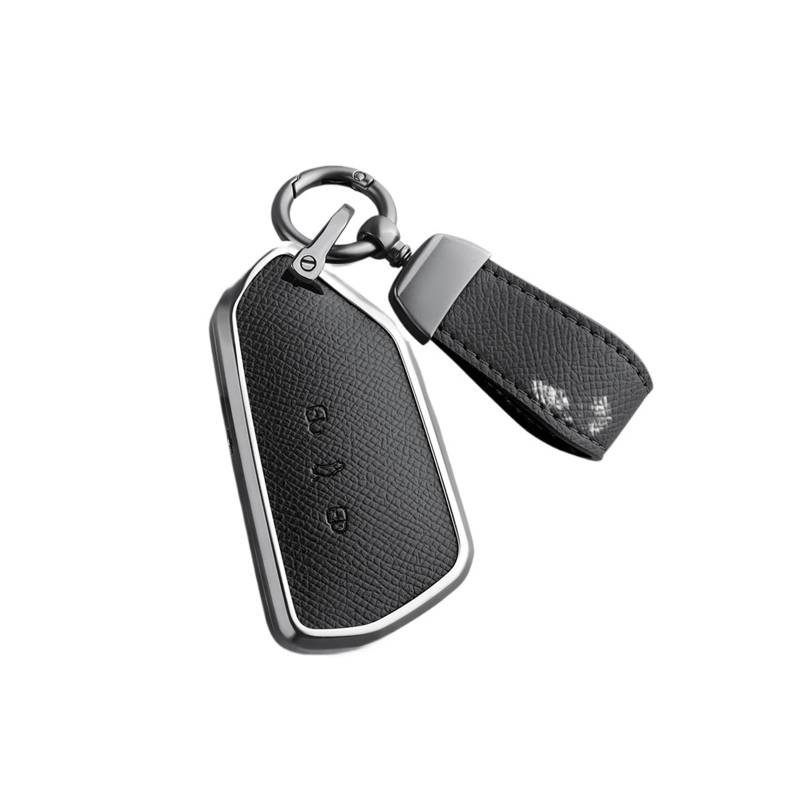 Kompatibel mit VW Golf Teramont Talagon Tavendor ID3, Aluminiumlegierung + Leder-Auto-Fernschlüsselgehäuseabdeckung(Type4) von IEJPEQWW