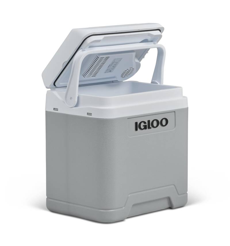 IGLOO IE27 AC/DC elektrische Kühlbox, 27 Liter, Mini-Kühlschrank 12/230 V für Auto, Boot und Freizeit, grau von IGLOO