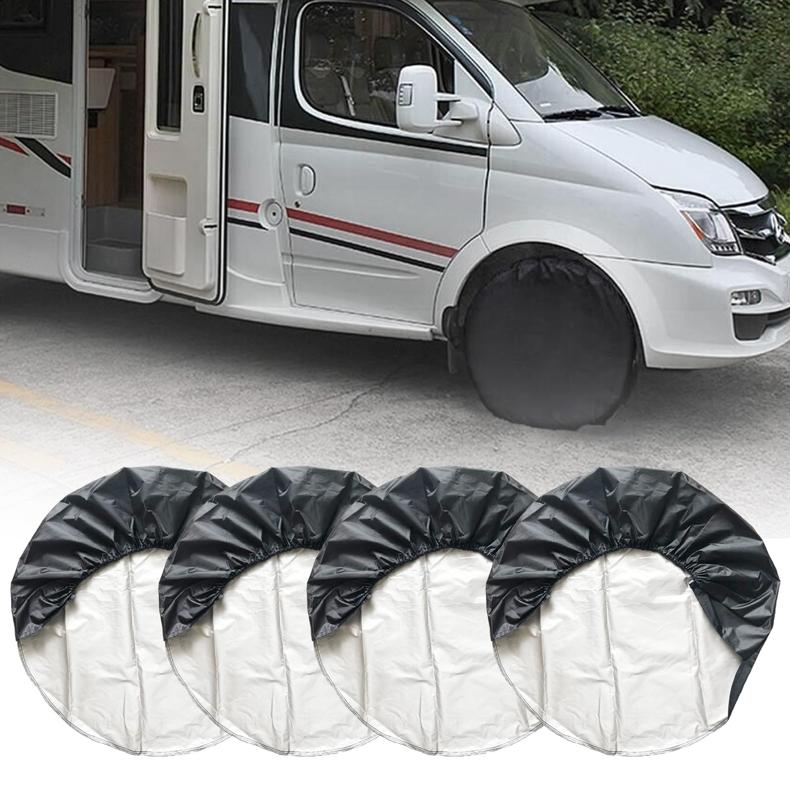 27"-29" Reifenabdeckungen, Wasserdicht Staubdicht Reifenhülle, Rv Wohnmobil Radabdeckungen, wasserdichte Abdeckung, Saisonale Reifentasche, Autoreifen Tasche Reifen Reifenschutz (2 Schwarz, 27"-29") von IGTOPS