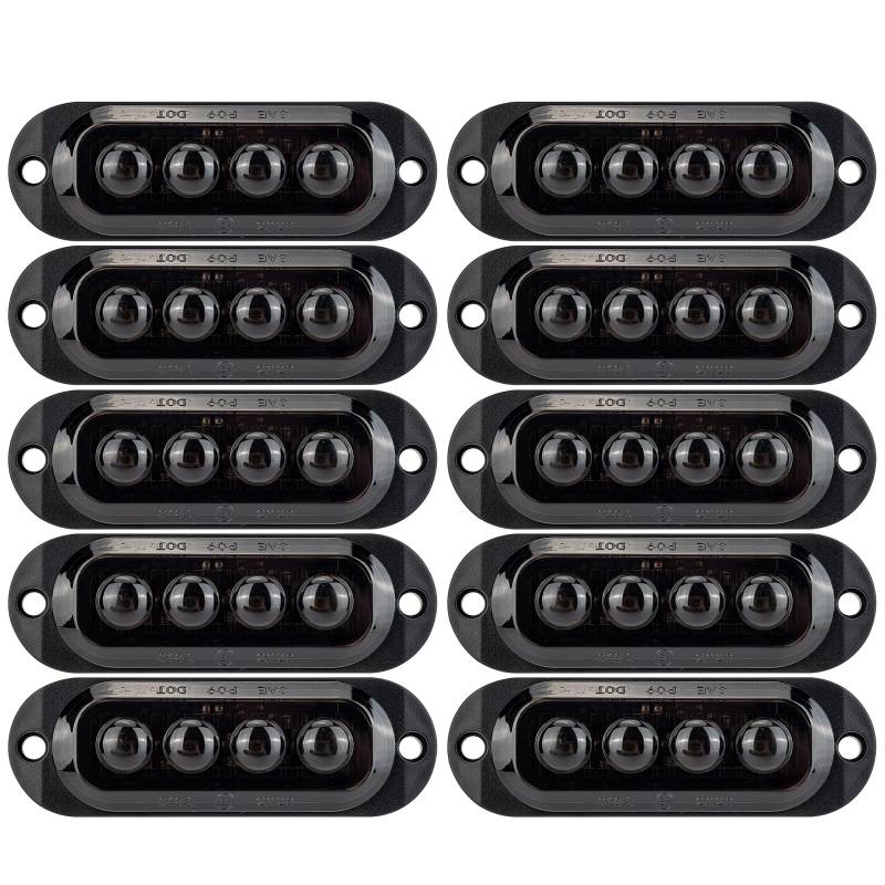 IGTOPS Seitenmarkierungsleuchte 12/24V Anhänger-Seitenleuchte Licht für LKW Wohnmobil Wohnwagen (Gelb mit Rauchierte Linse, 4*LED, 10 Stück) von IGTOPS