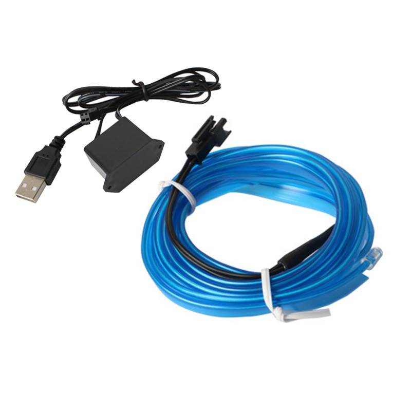 IGTOPS USB EL Wire Blau,5M/16.4FT Auto Led Innenbeleuchtung, Neonröhre Lichter Auto Innenverkleidung Lichtleiste 12V für Innenverkleidung Gap Dekorative,Wasserdicht Auto Streifen Led Tape Auto von IGTOPS