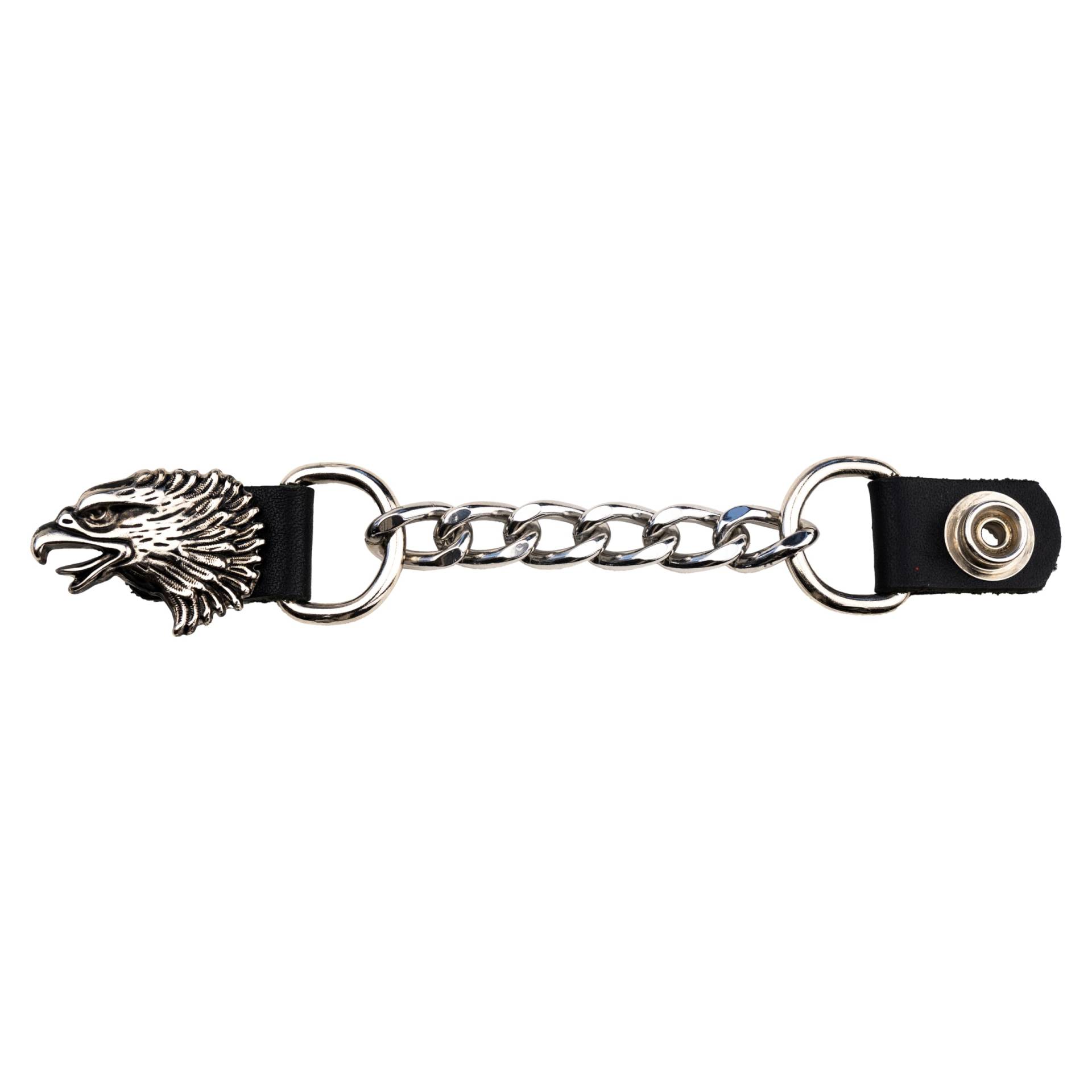 Iguana Custom – Verlängerung für Motorradweste mit Metallkette und Druckknöpfen mit dekorativen Figuren aus Metall und Leder, Custom Chopper Bobber (Adlerkopf) von IGUANA CUSTOM CLOTHES