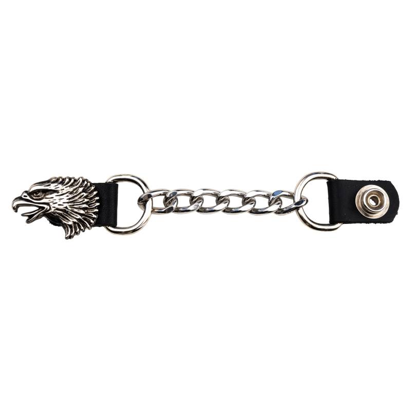 Iguana Custom – Verlängerung für Motorradweste mit Metallkette und Druckknöpfen mit dekorativen Figuren aus Metall und Leder, Custom Chopper Bobber (Adlerkopf) von IGUANA CUSTOM CLOTHES