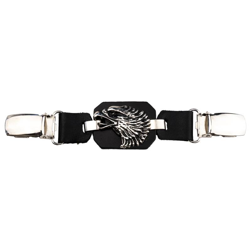 Iguana Custom Westenverlängerung aus Leder mit Metallklammern mit dekorativem Abzeichen für Motorradfahrer Chopper Custom Bobber Cafe Racer (Adlerkopf) von IGUANA CUSTOM CLOTHES