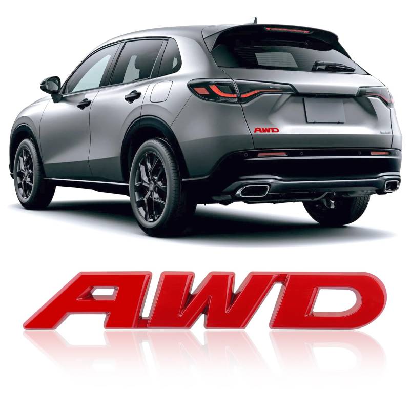 3D AWD Auto-Embleme und Abzeichen mit Klebstoff, Premium-Metall-Aufkleber für den Außenbereich, universelle Auto-Aufkleber, Ersatz für Heckklappe, Kühlergrill, Motorhaube, Kofferraum (rot) von IHOTDER