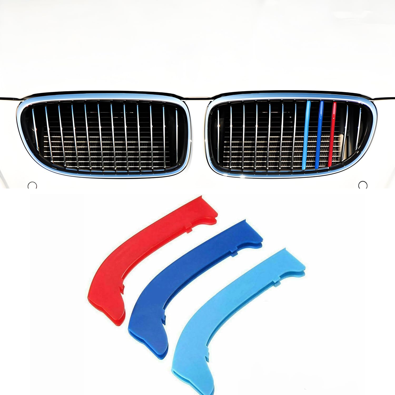 IIKSDII Auto-Kühlergrill-Einsätze für BMW 3er-Serie 2009-2012 E90 E91 318i 320i 325i 330i 335i (12 Balken), Kühlergrill-Zubehör von IIKSDII