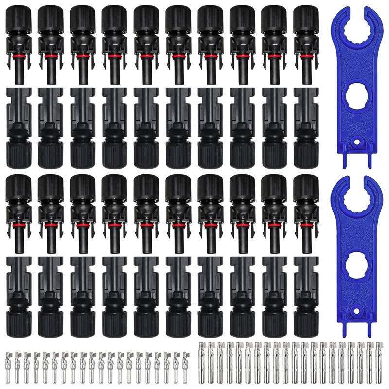 20 Paar Solarpanel Stecker Solarstecker Solar Stecker Steckverbinder Männlich Weiblich Set Photovoltaik Solarpanel Kabelstecker IP67 mit 2pcs Schraubenschlüssel von IIRC