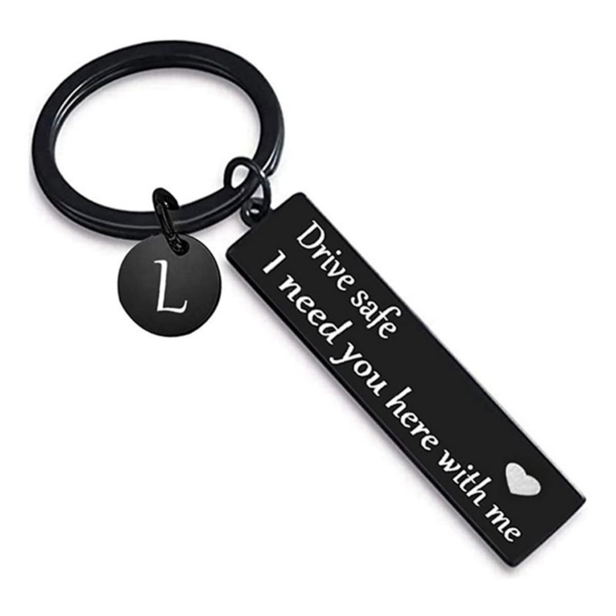 IKANOO Drive Safe Schlüsselanhänger mit 26 Buchstaben, Aufschrift Drive Safe I Need You Here With Me, Geschenk für Weihnachten und Geburtstag, Blackl, Large IKANOO Drive Safe Schlüsselanhänger mit 26 Buchstaben, Aufschrift Drive Safe I Need You Here With Me, Geschenk für Weihnachten und Geburtstag, Blackl, Large von IKANOO