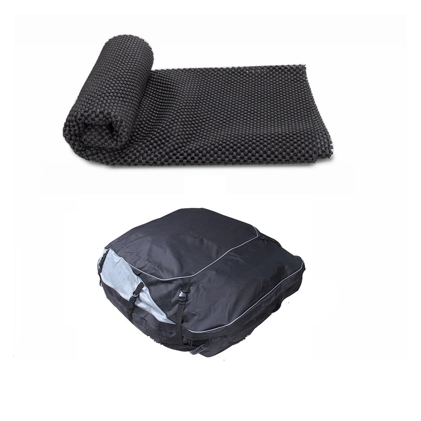600D wasserdichte Autodachgepäckträgertasche Frachtträger Gepäckaufbewahrung Outdoor-Reisen Kompatibel for Vans SUV Fahrzeuge(Bag with Mat) von IKQSVKQR