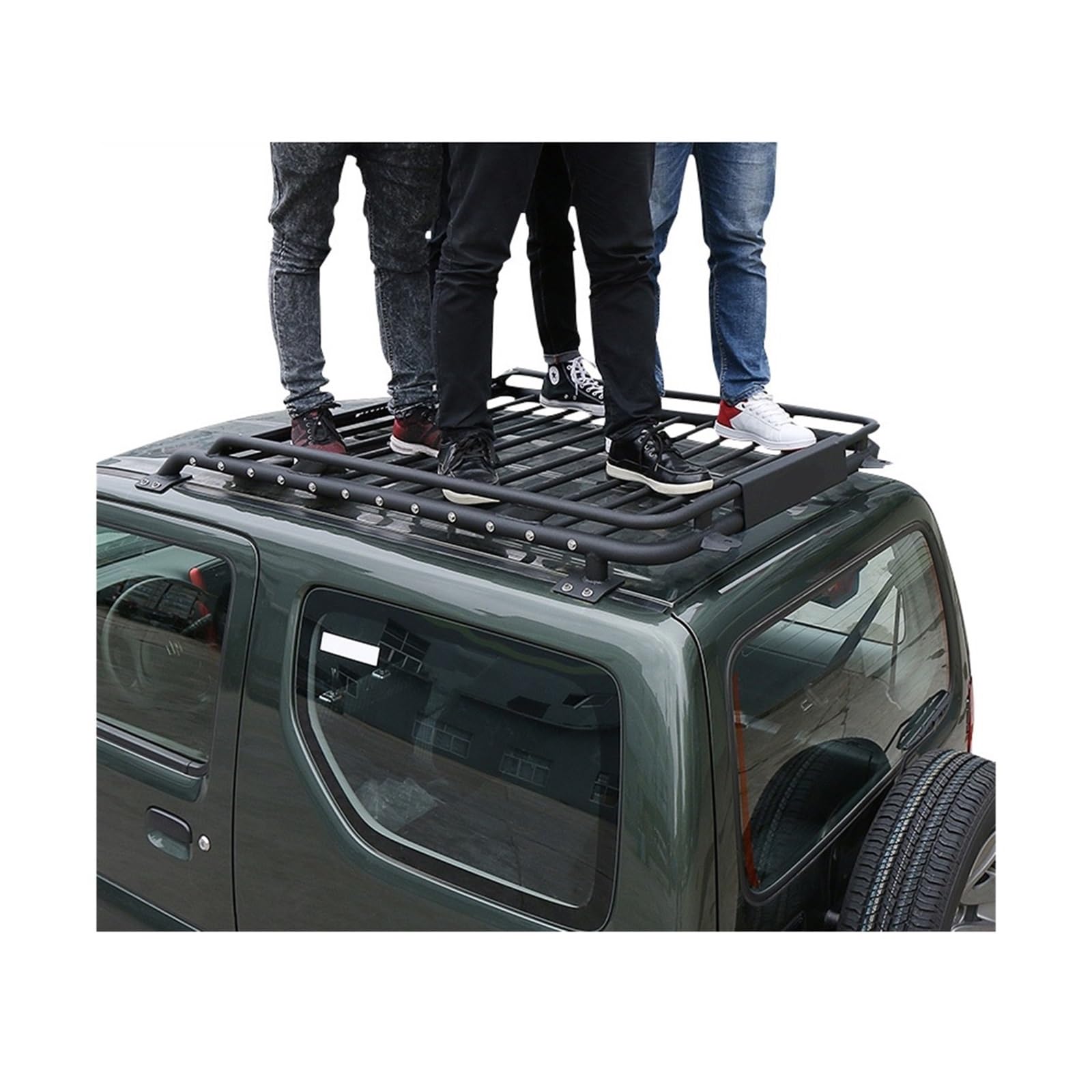 Autoaußenbereich 135 x 106 x 15 cm Dachträgerkorb aus Metall, wasserdichte Gepäckträgerbox, kompatibel mit Suzuki Jimny 20012-2017 von IKQSVKQR
