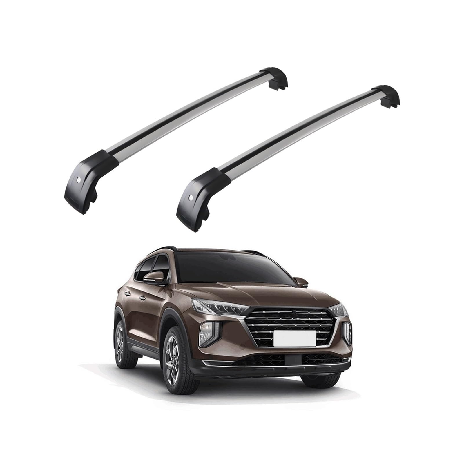 Dachträger Kompatibel for Hyundai Tucson SUV 2020 2021 Aluminiumlegierung Autoschienen Dachträger Gepäckträger Mit Seitenschienen Diebstahlsicherungen von IKQSVKQR