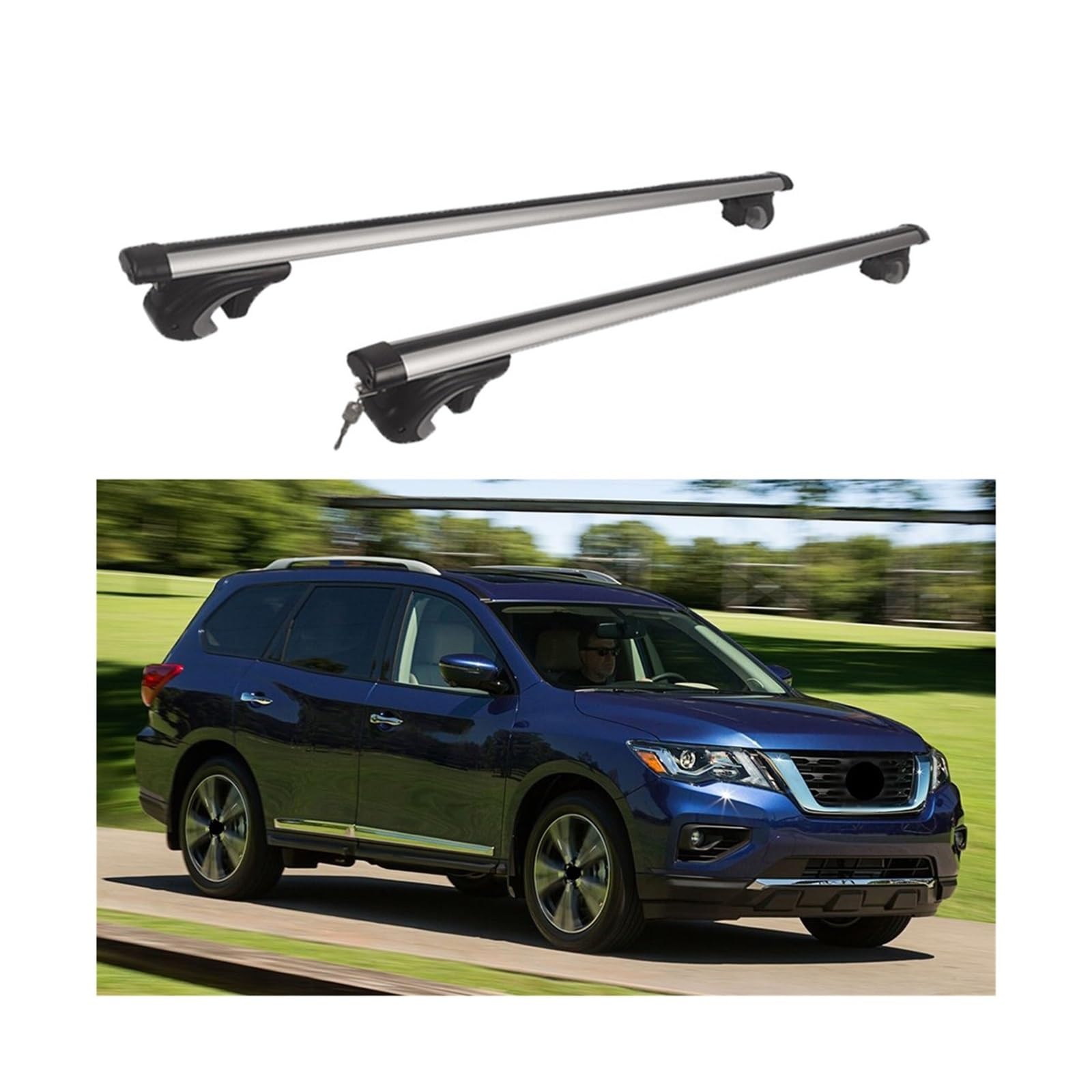 Querträger Dachträger Kompatibel for Nissan Pathfinder 2013-2020 Fracht Träger Gepäck Bar Silber Rack Schienen Querträger Dachträger Kompatibel for Nissan Pathfinder 2013-2020 Fracht Träger Gepäck Bar Silber Rack Schienen von IKQSVKQR