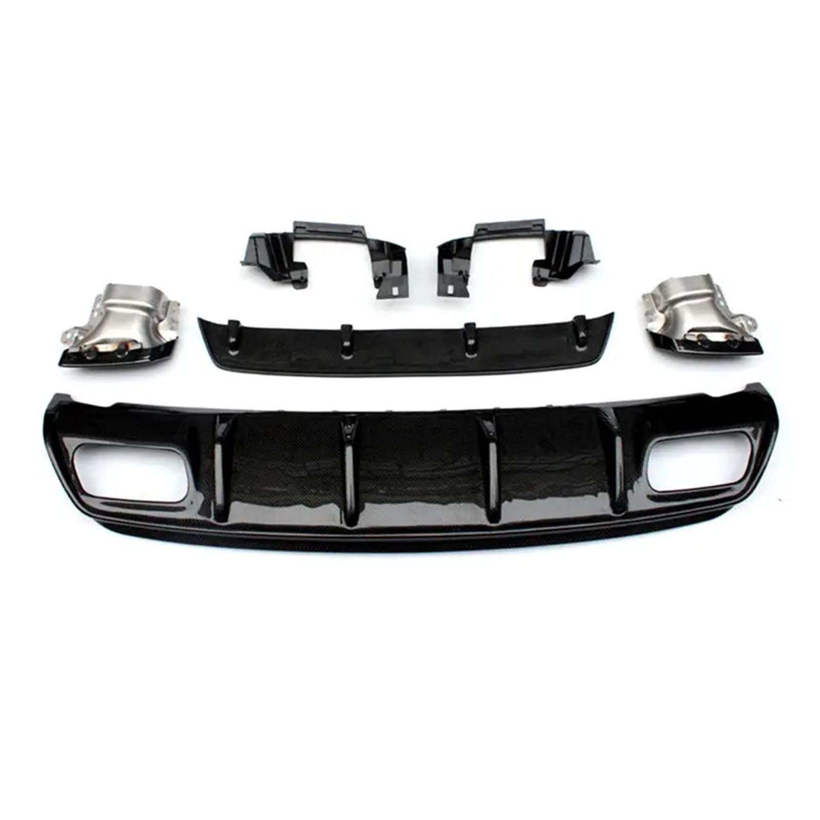 Spoiler Fin Biegeeinsatz Heckstoßstangenlippendiffusor Kompatibel for BENZ A-Klasse W176 Schwarzer Carbonfaserdiffusor + Auspuffblenden 13-17(With Tip) von IKQSVKQR
