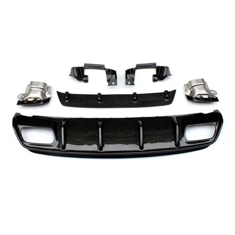 Spoiler Fin Biegeeinsatz Heckstoßstangenlippendiffusor Kompatibel for BENZ A-Klasse W176 Schwarzer Carbonfaserdiffusor + Auspuffblenden 13-17(With Tip) von IKQSVKQR