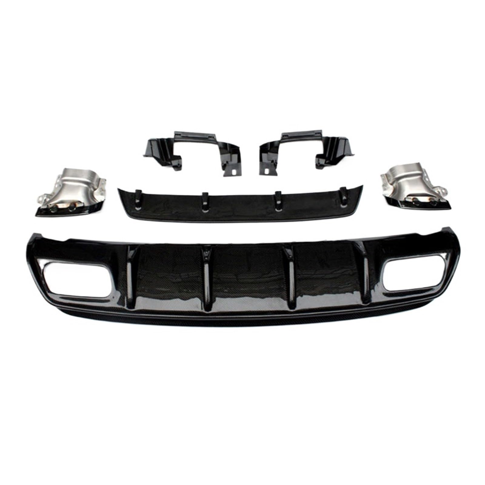Spoiler Fin Biegeeinsatz Heckstoßstangenlippendiffusor Kompatibel for BENZ A-Klasse W176 Schwarzer Carbonfaserdiffusor + Auspuffblenden 13-17(Without Tip) von IKQSVKQR