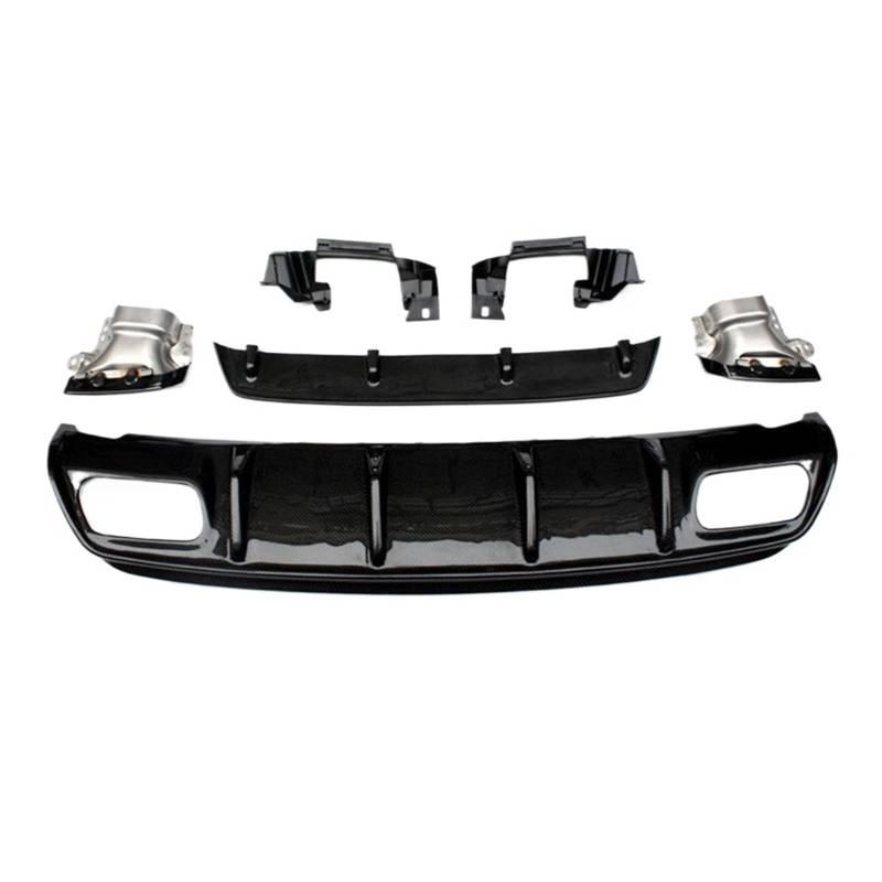 Spoiler Fin Biegeeinsatz Heckstoßstangenlippendiffusor Kompatibel for BENZ A-Klasse W176 Schwarzer Carbonfaserdiffusor + Auspuffblenden 13-17(Without Tip) von IKQSVKQR