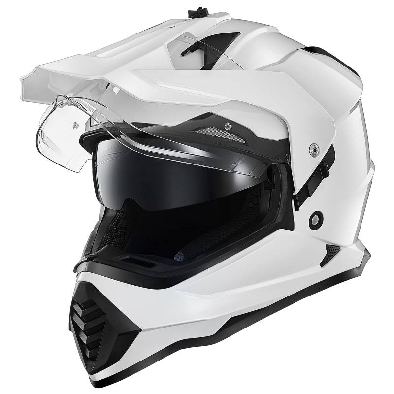 ILM Dual Sport Adventure Motocross Motorradhelm mit Pinlock kompatiblem Sonnenvisier ATV Dirt Bike Off Road Casco ECE Modell-WS902,Weiß, M von ILM