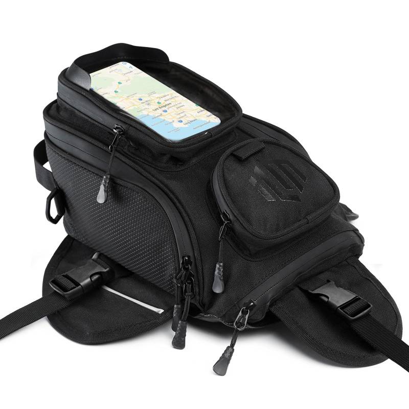 ILM Motorrad Tankrucksack-Oxford Sattel Schwarz Motorrad Tasche mit größerem Fenster von ILM